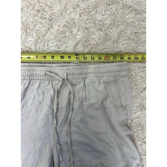 Old Navy XL Flax Linen Blend Pull On Elastic Tie Waist Shorts Oatmeal Casual - Picture 4 of 7